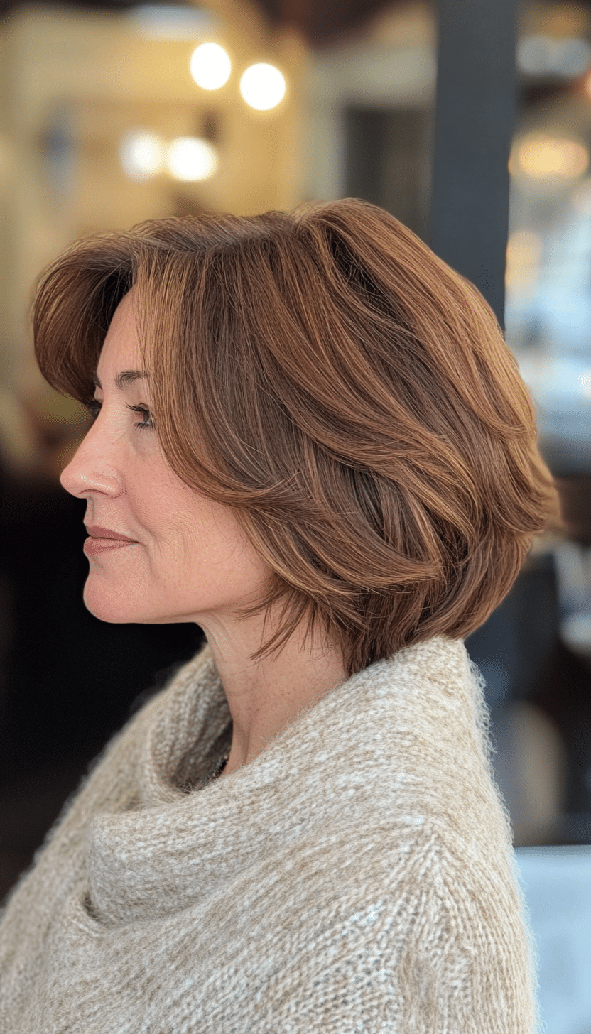 20. Shaggy Bob in Tawny Brown (Bob Hairstyles For Women Over 60) - Bob Hairstyles For Women Over 60