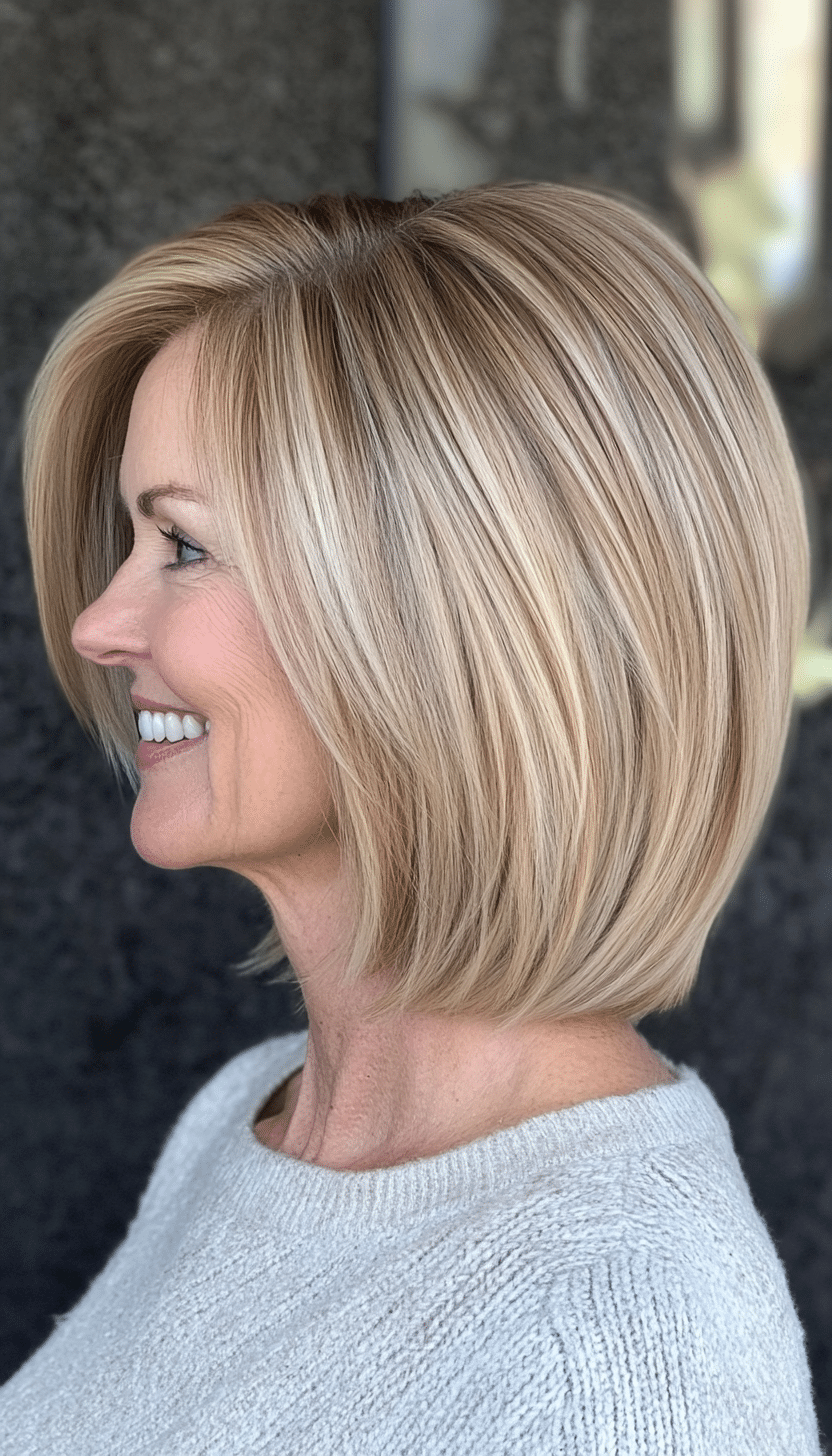 22. Voluminous Bob in Soft Almond (Bob Hairstyles For Women Over 60) - Bob Hairstyles For Women Over 60