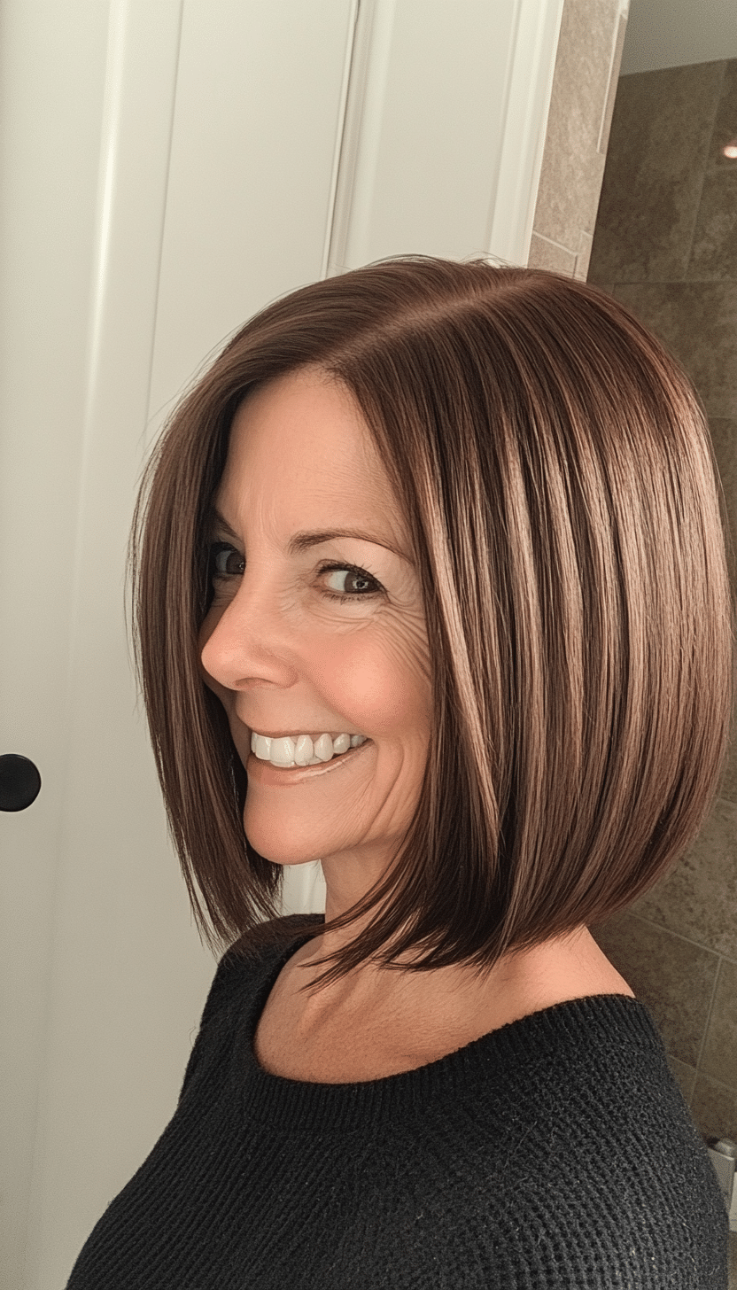 23. Blended Bob in Dark Chestnut (Bob Hairstyles For Women Over 60) - Bob Hairstyles For Women Over 60