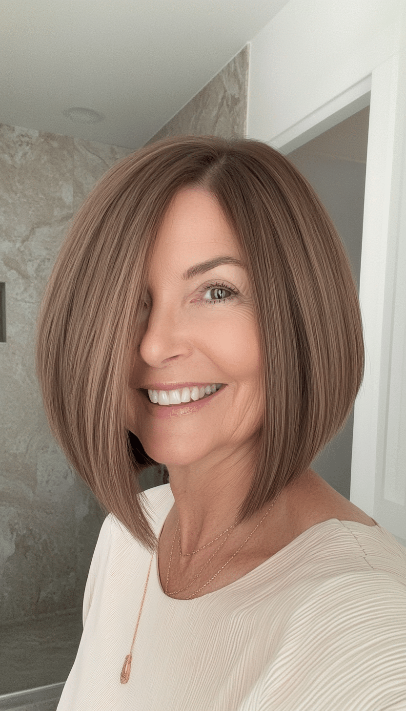 27. Undone Bob in Soft Mocha (Bob Hairstyles For Women Over 60) - Bob Hairstyles For Women Over 60