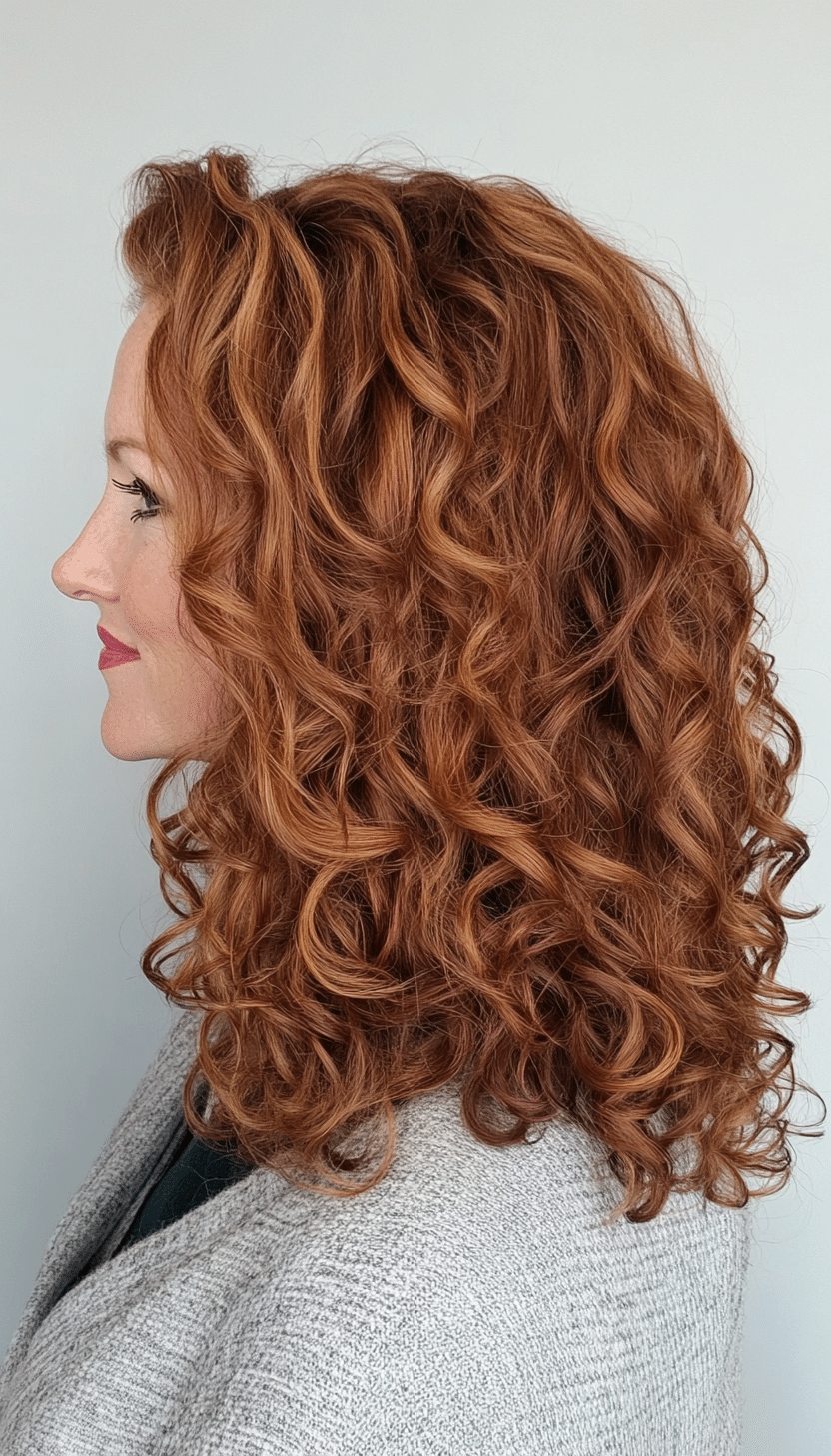 12. Textured Shoulder-Length Curls in Warm Chestnut (Curly Hairstyles For Women Over 40) - Curly Hairstyles For Women Over 40