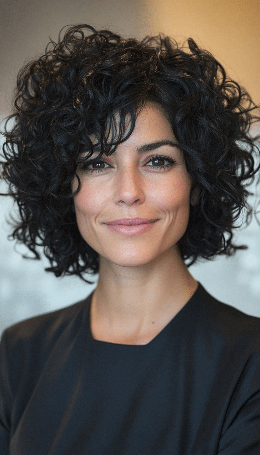 16. Curly Tapered Cut in Jet Black (Curly Hairstyles For Women Over 40) - Curly Hairstyles For Women Over 40
