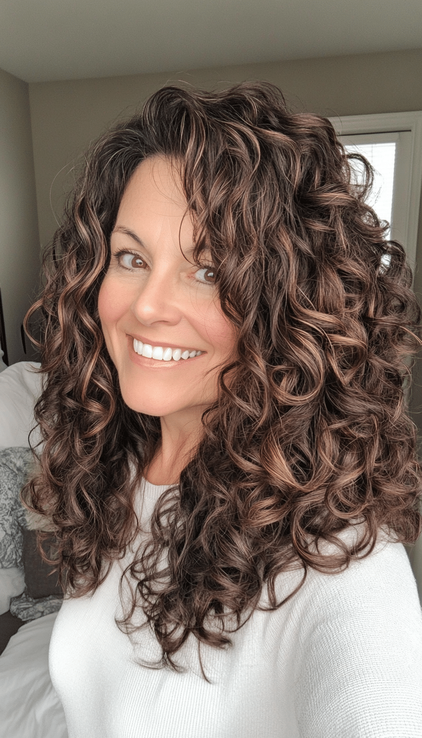 17. Mid-Length Bouncy Curls in Rich Mocha Brown (Curly Hairstyles For Women Over 40) - Curly Hairstyles For Women Over 40