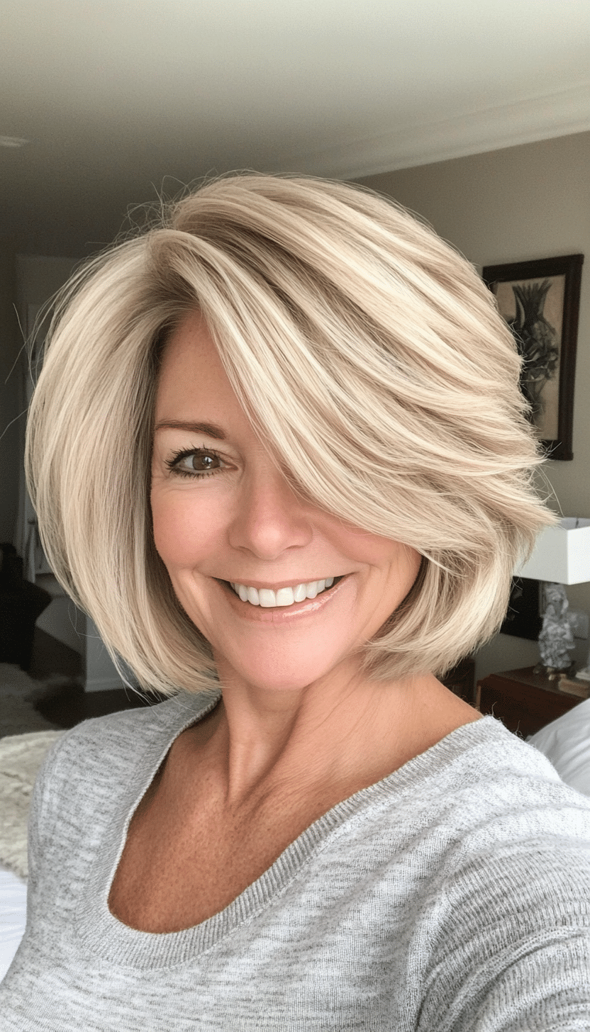 9. Wispy Short Layers in Sandy Blonde (Layered Hairstyles For Older Women) - Layered Hairstyles For Older Women
