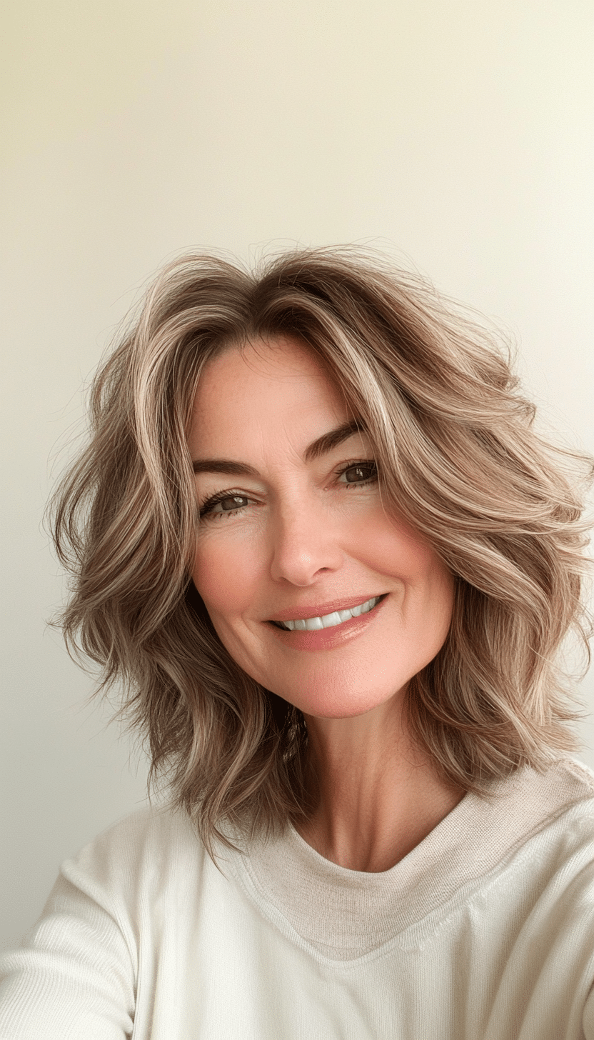 11. Tousled Layered Bob in Light Mocha Brown (Layered Hairstyles For Older Women) - Layered Hairstyles For Older Women