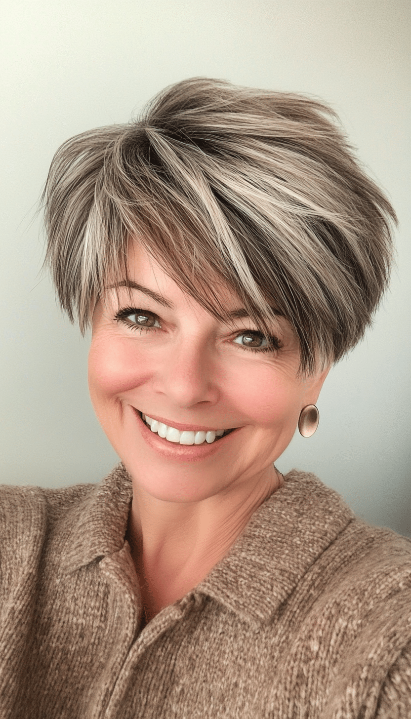 20. Tapered Pixie with Layers in Cool Ash Brown (Layered Hairstyles For Older Women) - Layered Hairstyles For Older Women