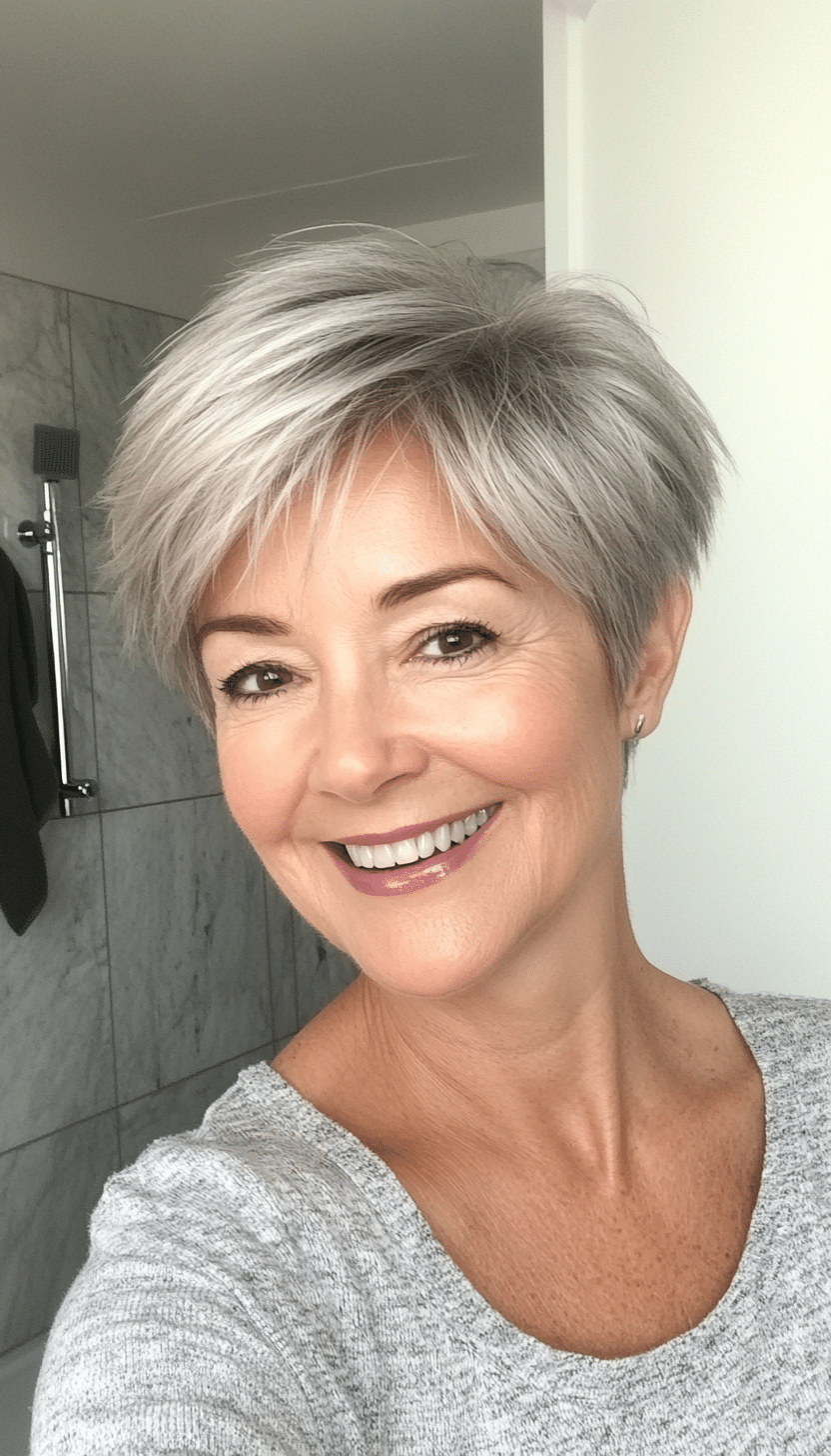 1. Soft Feathered Pixie in Silver Gray (Hairstyles For Women Over 70) - Hairstyles For Women Over 70