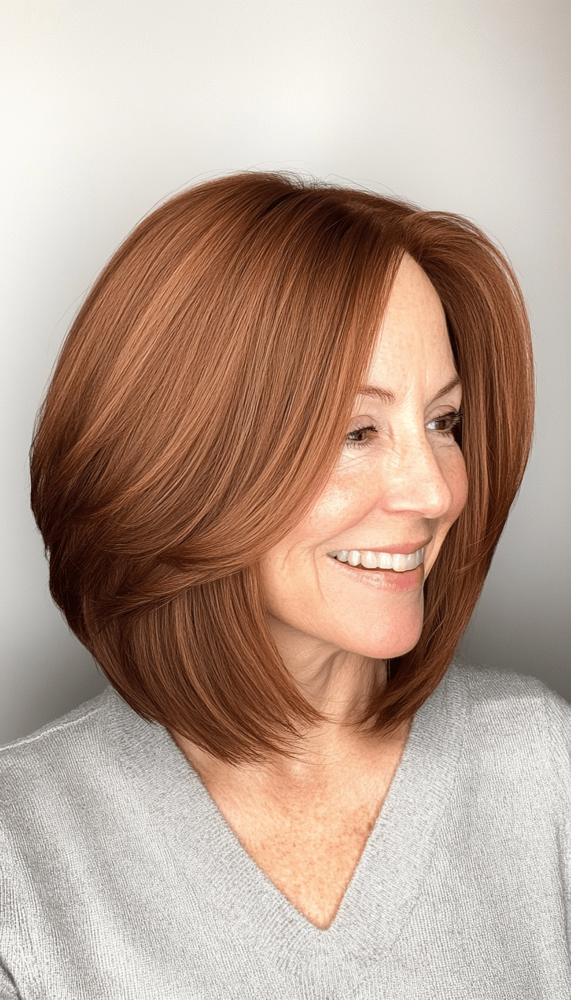 2. Layered Bob in Chestnut Brown (Hairstyles For Women Over 70) - Hairstyles For Women Over 70