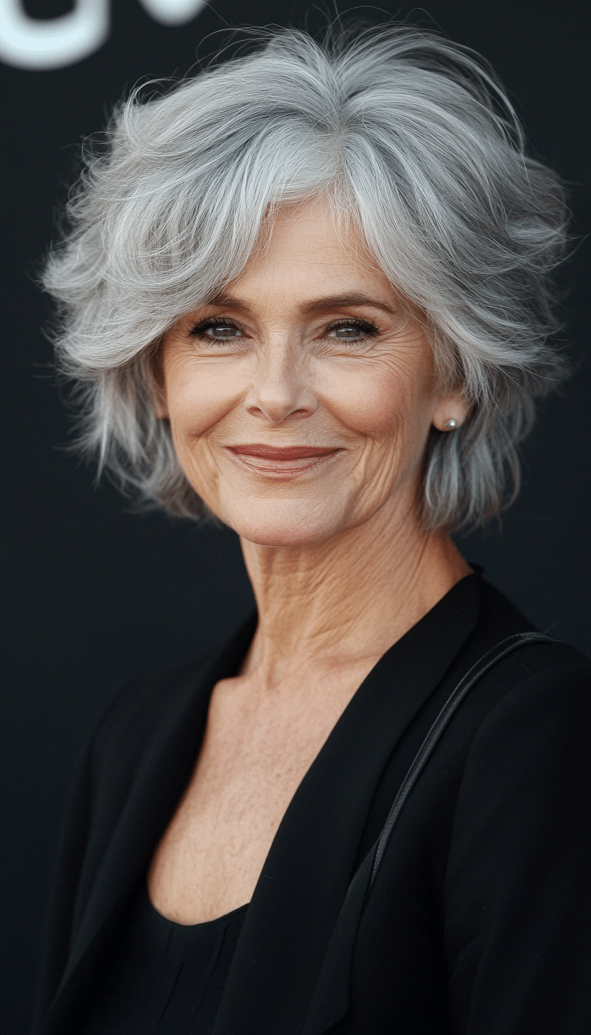 4. Short Shag in Salt-and-Pepper Blend (Hairstyles For Women Over 70) - Hairstyles For Women Over 70