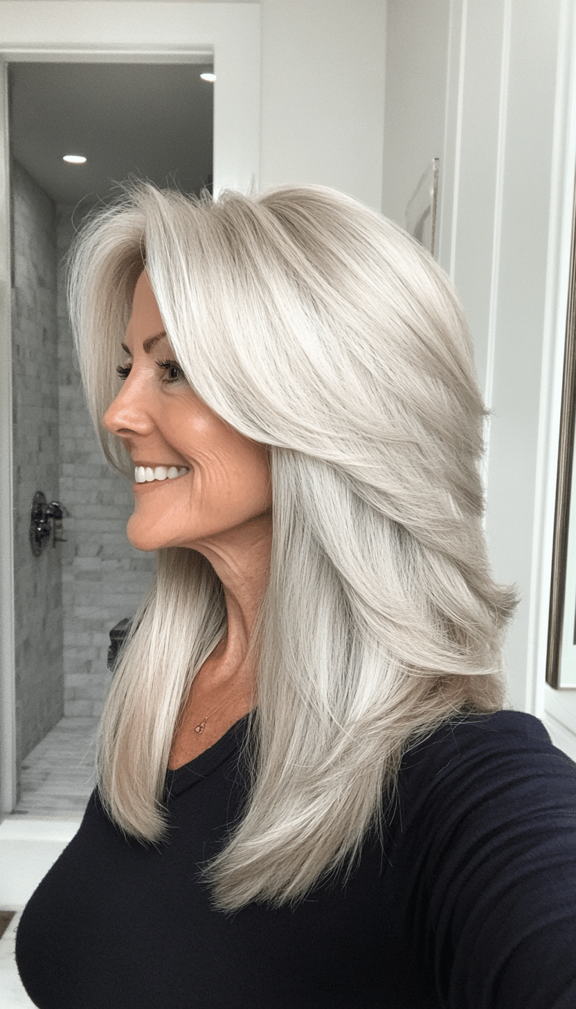 9. Shoulder-Length Layers in Silver Ash (Hairstyles For Women Over 70) - Hairstyles For Women Over 70