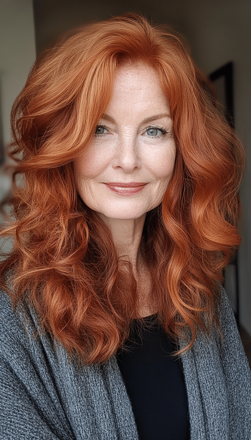 11. Soft Curls in Deep Auburn (Hairstyles For Women Over 70) - Hairstyles For Women Over 70
