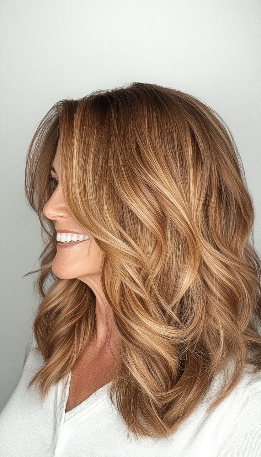 14. Shoulder-Length Waves in Caramel Brown (Hairstyles For Women Over 70) - Hairstyles For Women Over 70