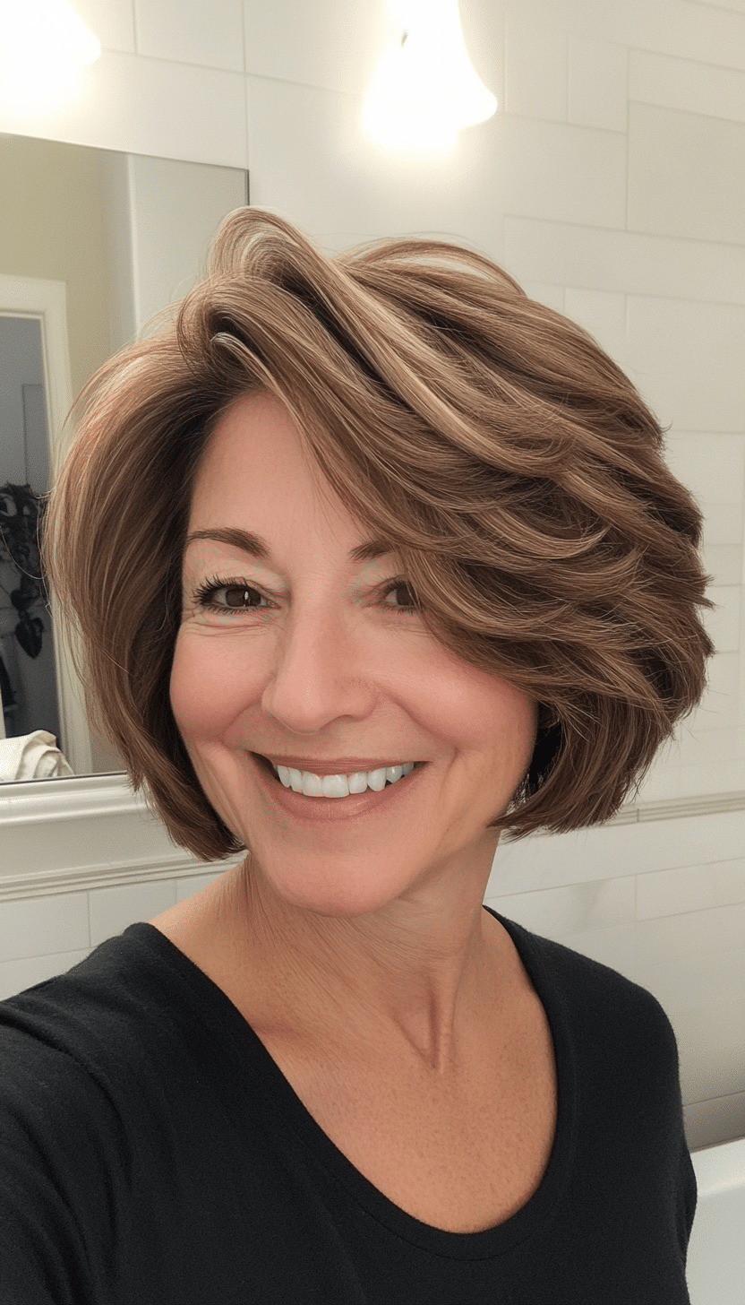 17. Short Layered Cut in Medium Brown (Hairstyles For Women Over 70) - Hairstyles For Women Over 70
