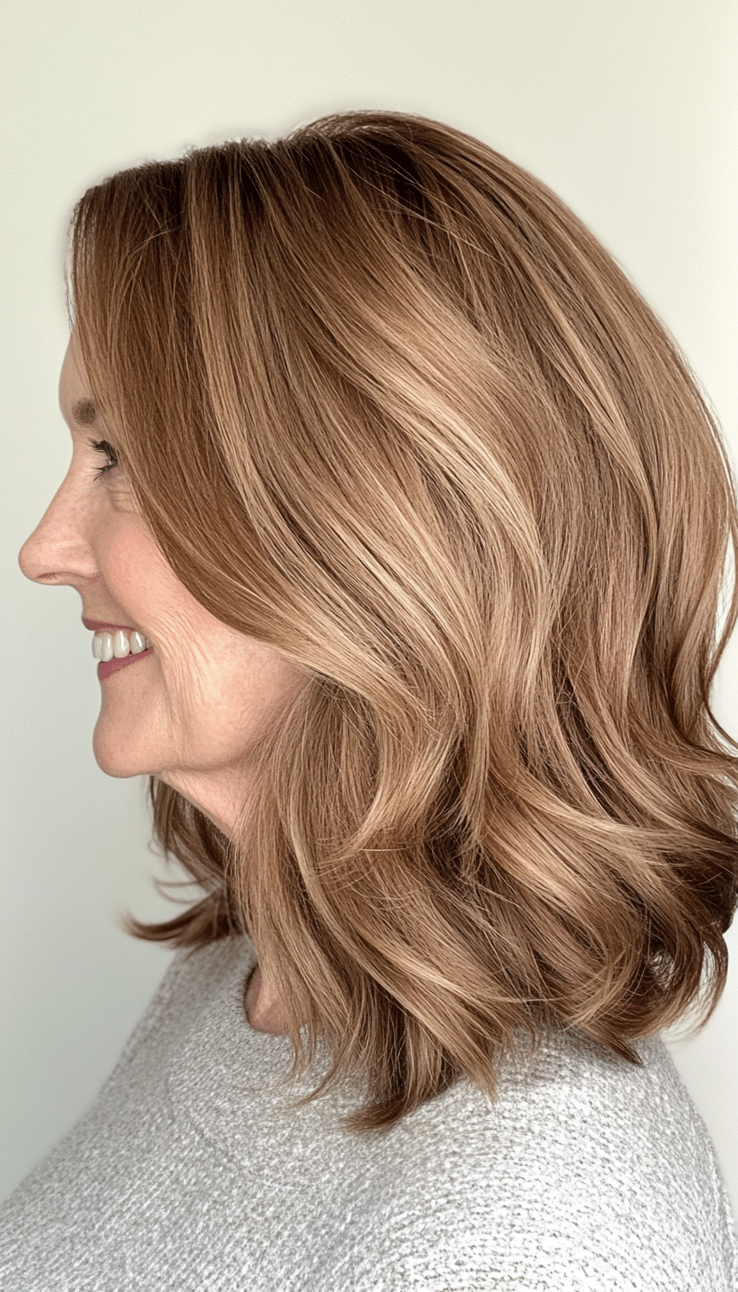 22. Medium-Length Layers in Golden Brown (Hairstyles For Women Over 70) - Hairstyles For Women Over 70
