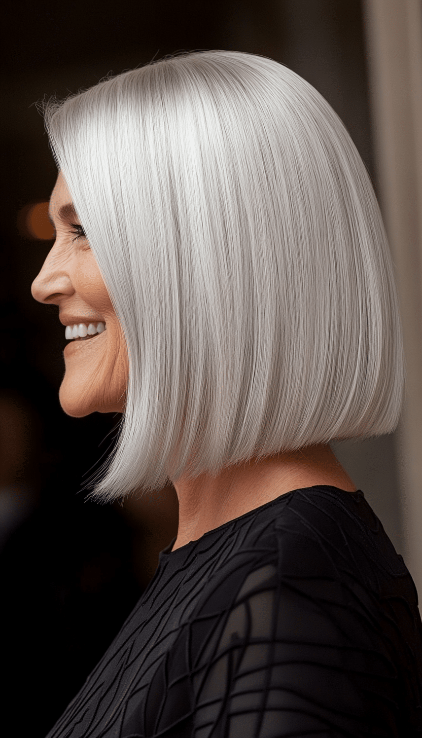 23. Classic Shoulder-Length Bob in Silver White (Hairstyles For Women Over 70) - Hairstyles For Women Over 70