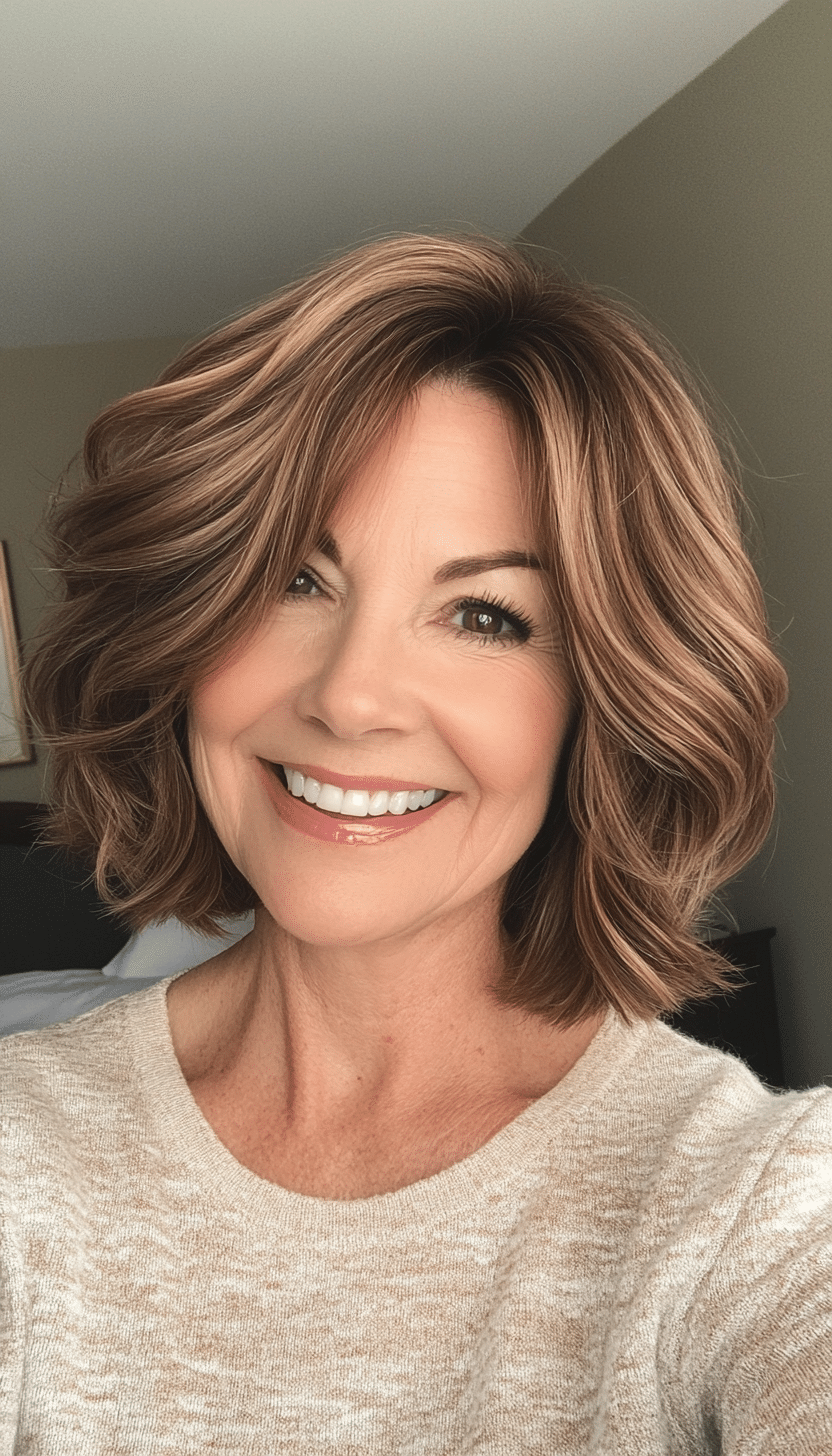 24. Short Tousled Waves in Mocha Brown (Hairstyles For Women Over 70) - Hairstyles For Women Over 70