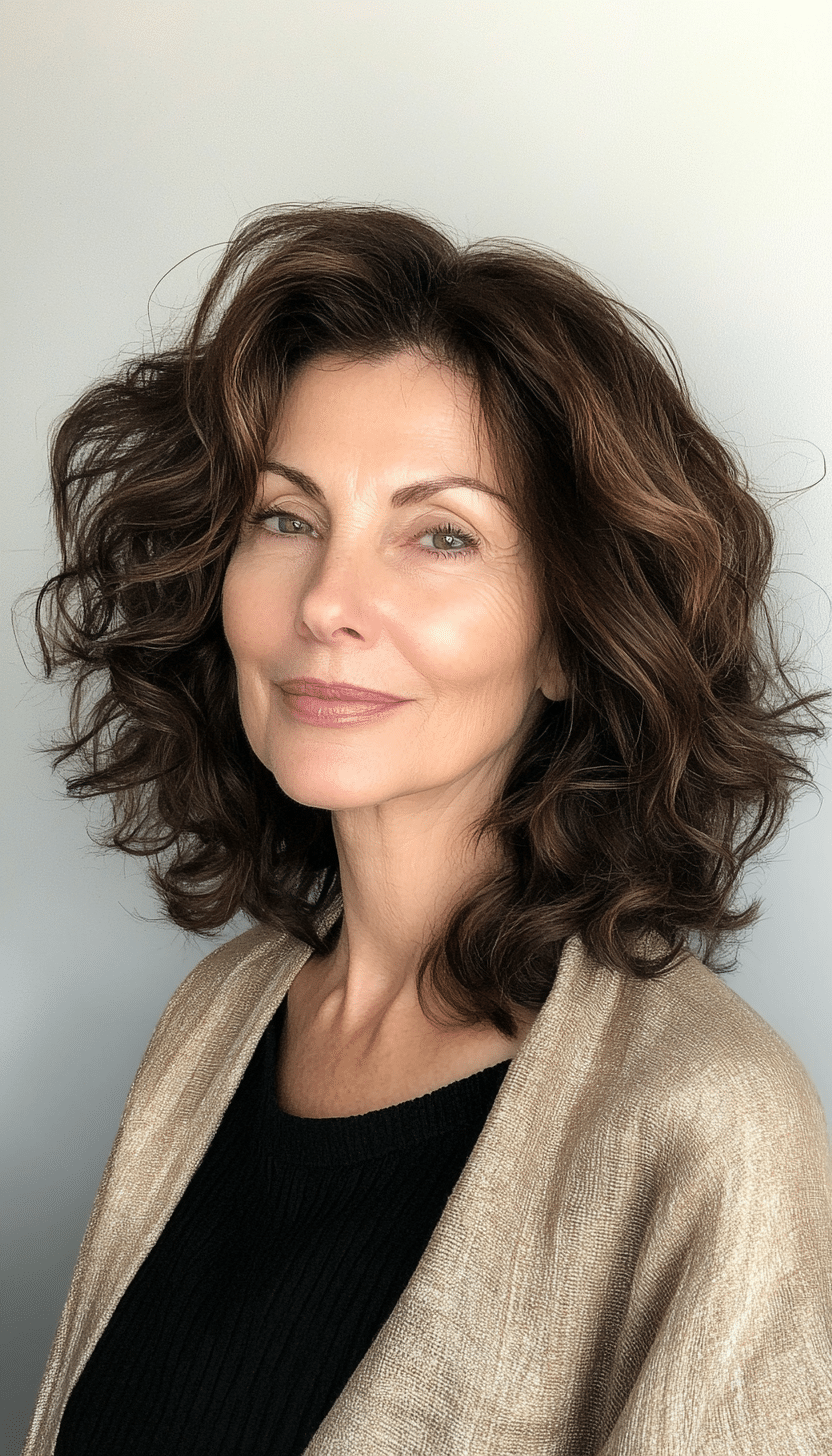 26. Medium-Length Soft Curls in Chocolate Brown (Hairstyles For Women Over 70) - Hairstyles For Women Over 70