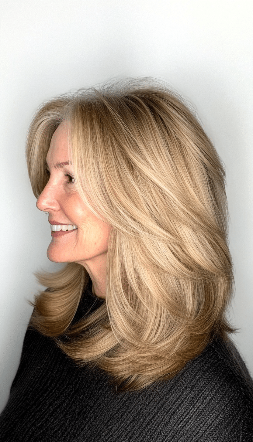 27. Layered Shoulder-Length Cut in Warm Honey Blonde (Hairstyles For Women Over 70) - Hairstyles For Women Over 70