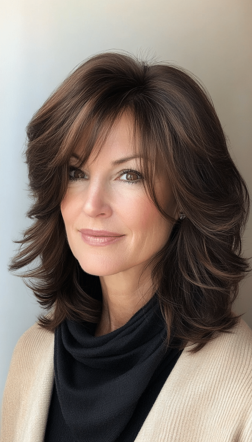 1. Soft Layered Shag in Dark Brown (Shag Hairstyles For Women Over 50) - Shag Hairstyles For Women Over 50