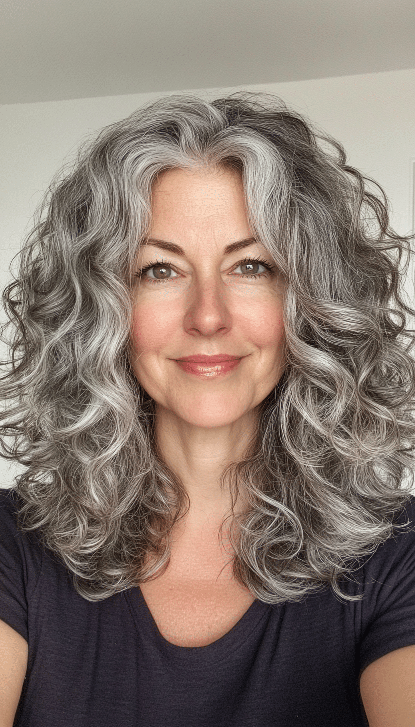 10. Curly Gray Shag with Soft Layers (Shag Hairstyles For Women Over 50) - Shag Hairstyles For Women Over 50