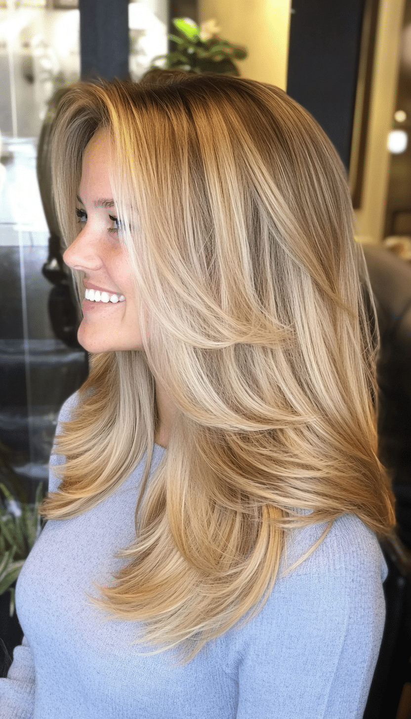 4. Subtle Face-Framing Layers with Honey Blonde (Medium Layered Haircuts) - Medium Layered Haircuts