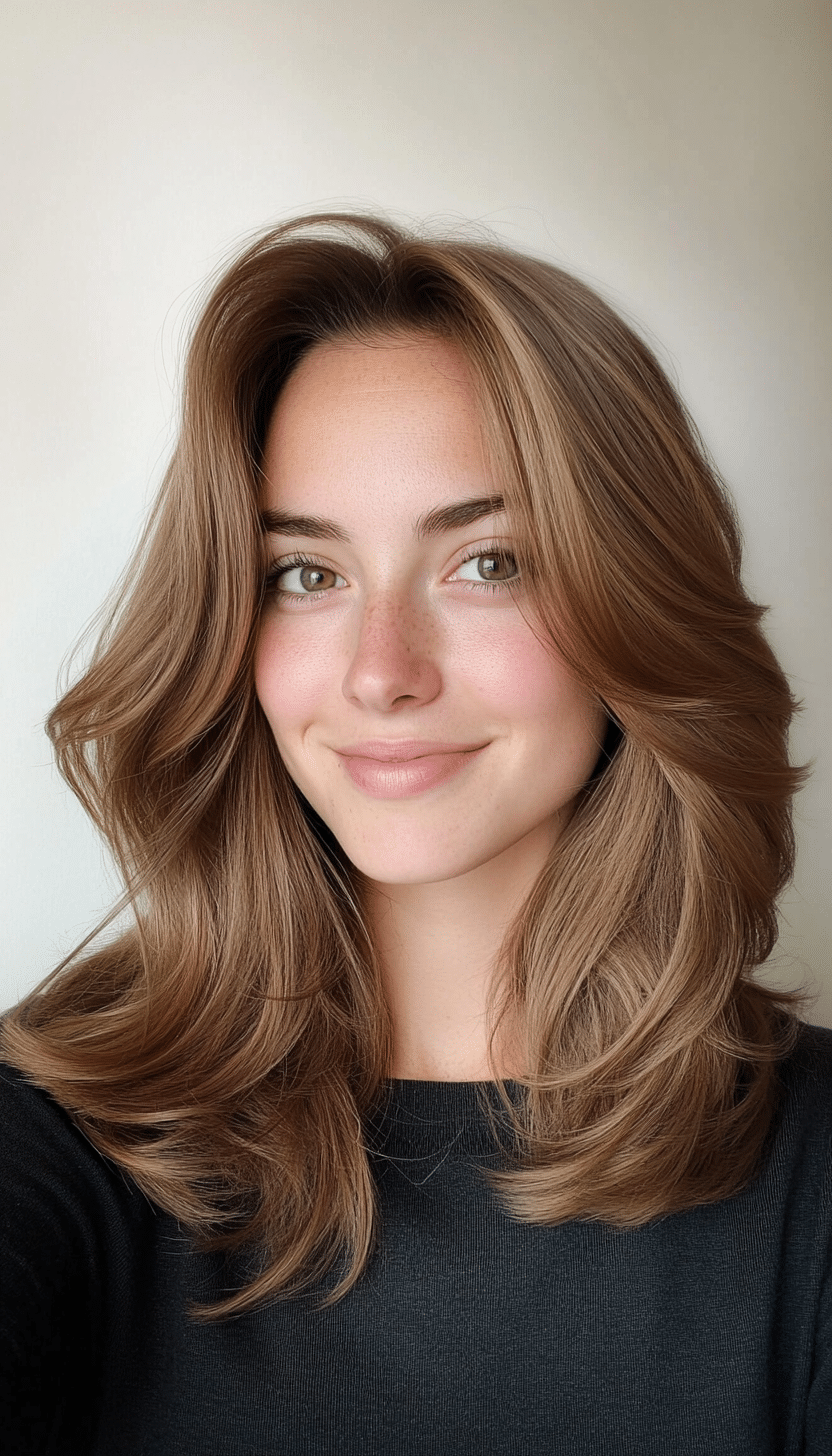 15. Soft Curtain Layers with Light Brown (Medium Layered Haircuts) - Medium Layered Haircuts