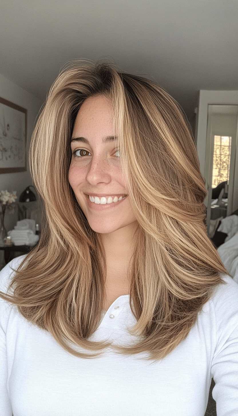 19. Soft Tapered Layers with Medium Golden Brown (Medium Layered Haircuts) - Medium Layered Haircuts