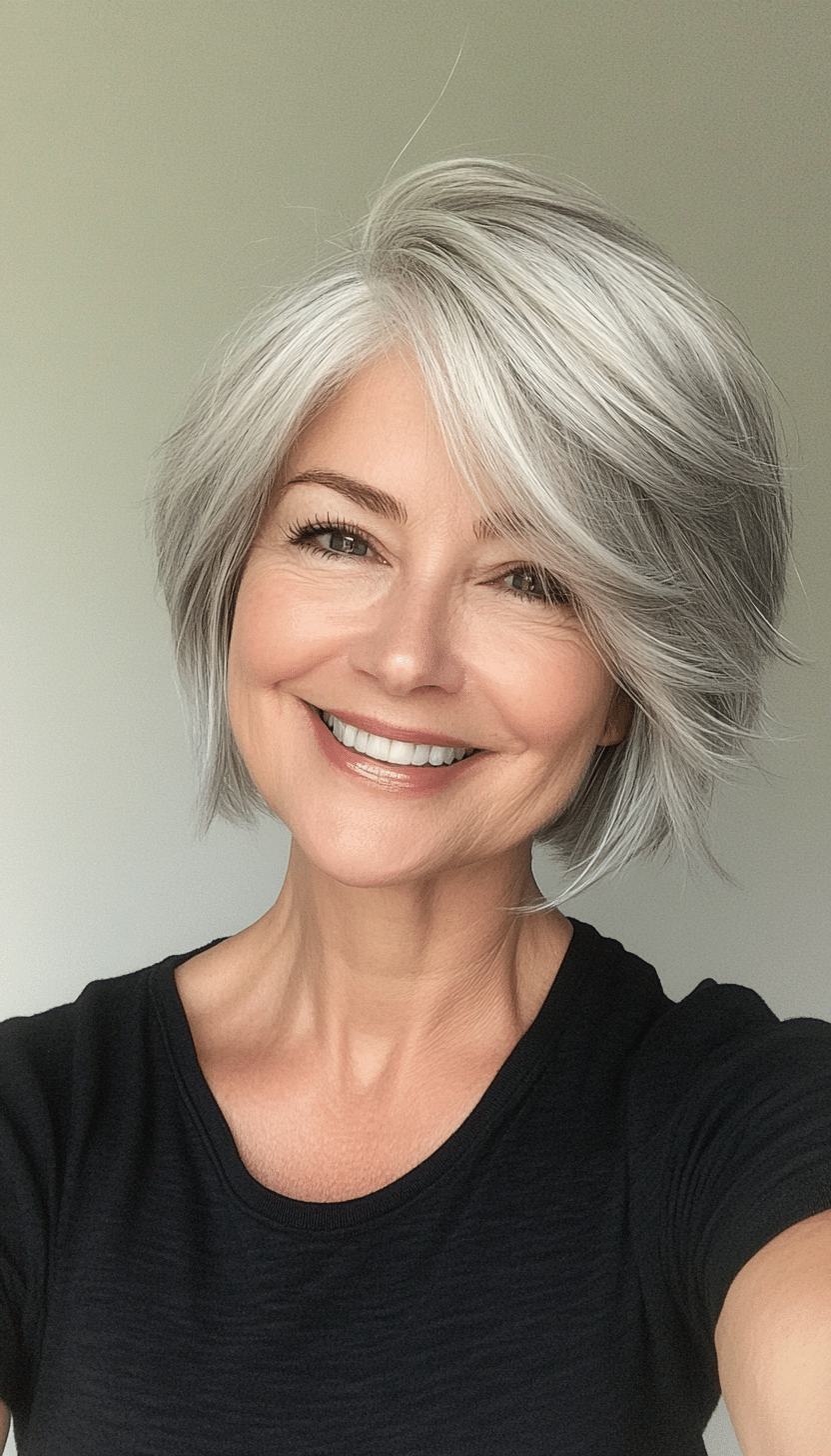 3. Wispy Crop in Natural Gray (Short Feathered Haircuts For Older Woman) - Short Feathered Haircuts For Older Woman