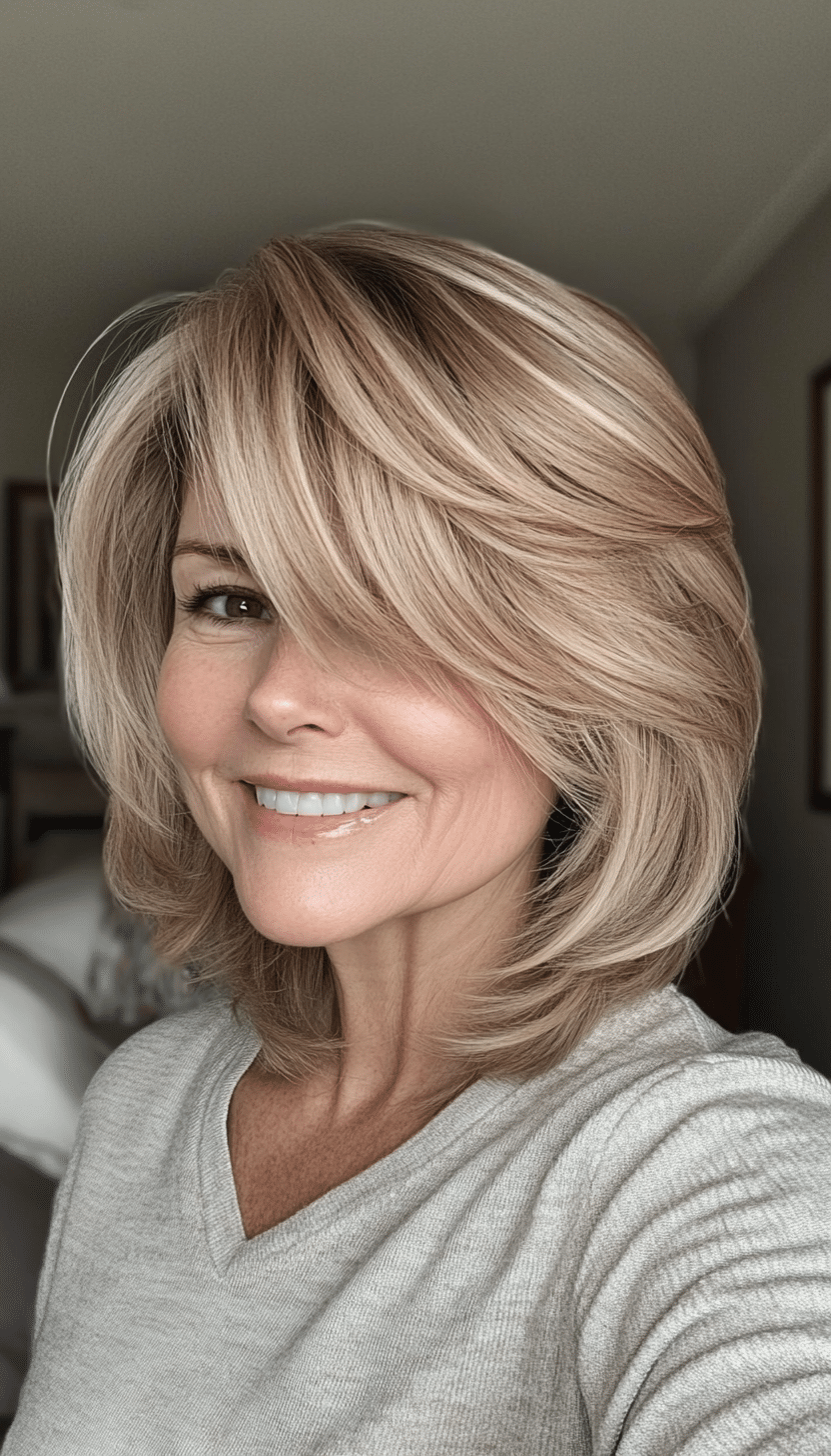 23. Short Feathered Cut with Soft Bangs in Warm Beige Blonde (Short Feathered Haircuts For Older Woman) - Short Feathered Haircuts For Older Woman