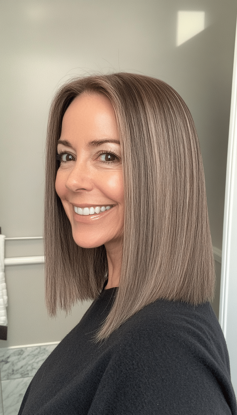 4. Shoulder-Length Blunt Cut in Ash Brown (Mid Length Hairstyles For Women Over 50) - Mid Length Hairstyles For Women Over 50