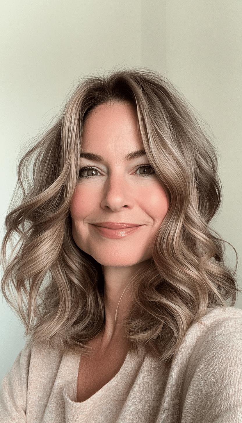 7. Wavy Mid-Length Cut in Soft Caramel (Mid Length Hairstyles For Women Over 50) - Mid Length Hairstyles For Women Over 50