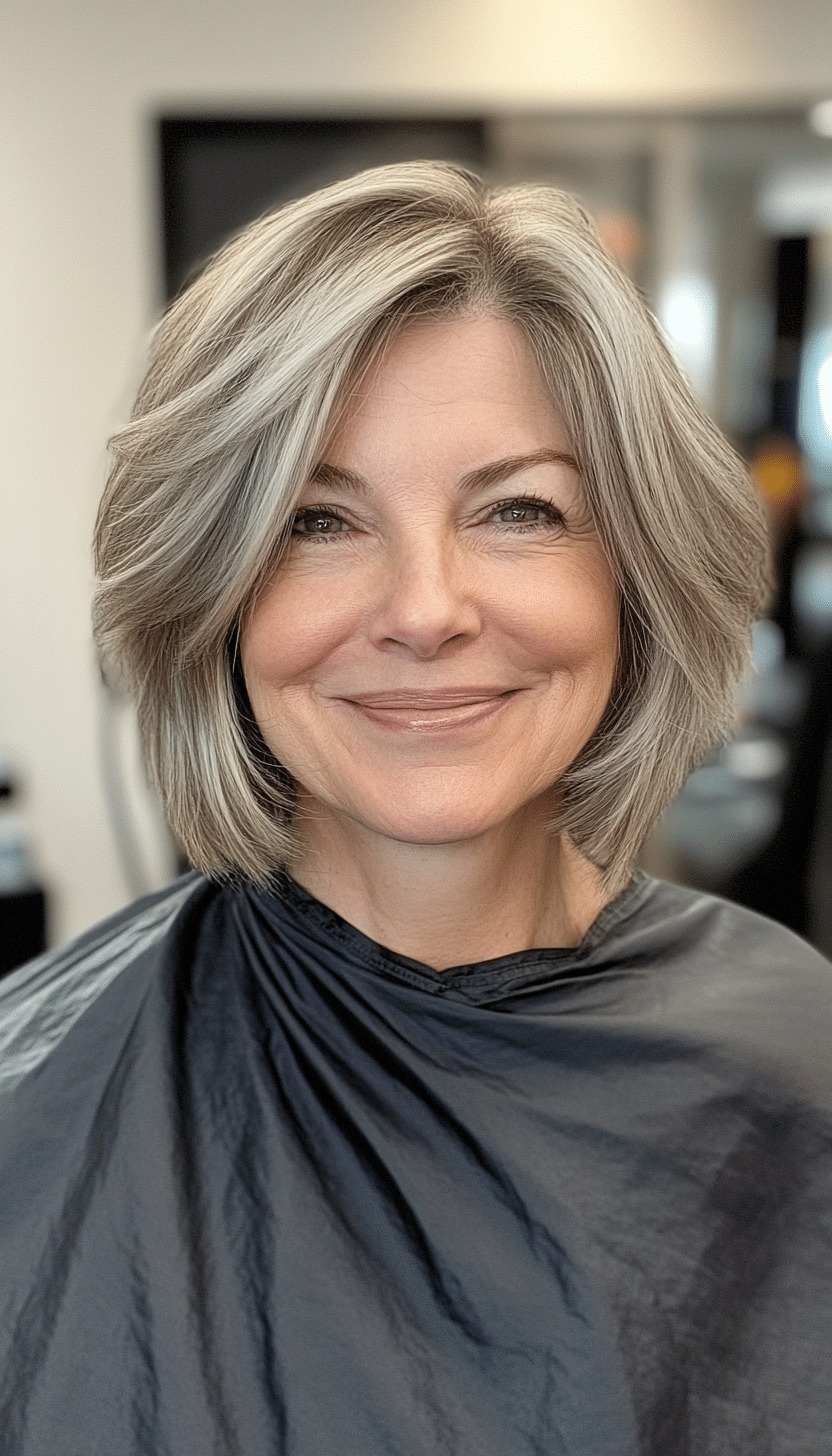 21. Tapered Feathered Bob in Medium Ash Brown (Short Hairstyles For Older Women With Thin Hair) - Short Hairstyles For Older Women With Thin Hair
