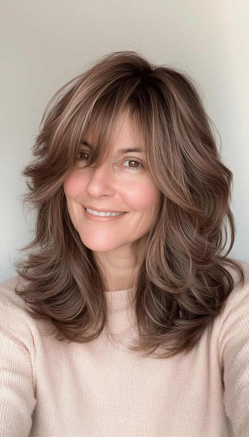5. Shoulder-Length Wispy Shag in Honey Brown (Shaggy Haircuts For Older Women) - Shaggy Haircuts For Older Women