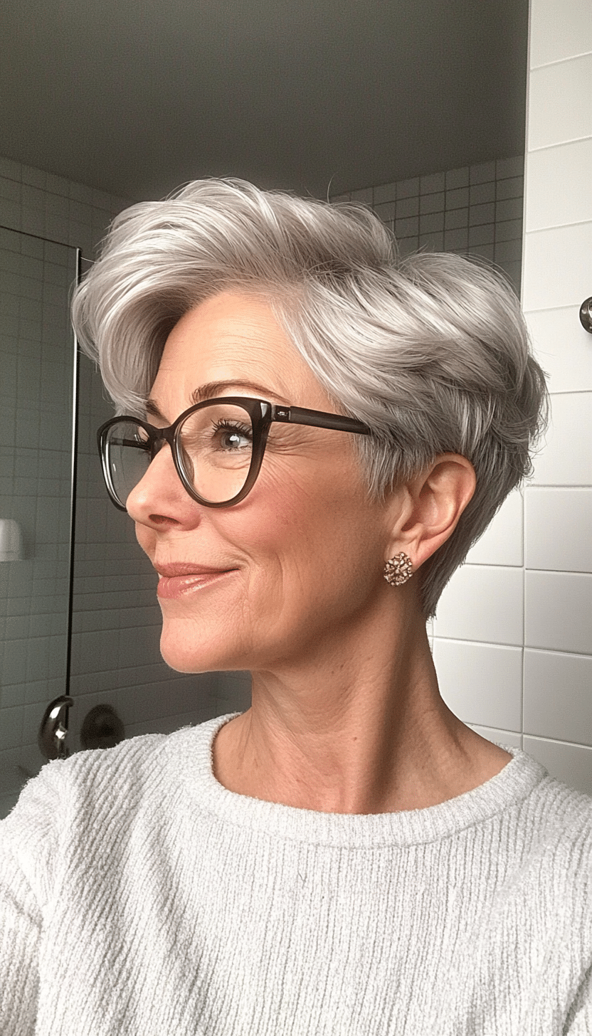 4. Textured Pixie with Subtle Waves in Soft Silver (Short Hairstyles For Women Over 70 With Glasses) - Short Hairstyles For Women Over 70 With Glasses