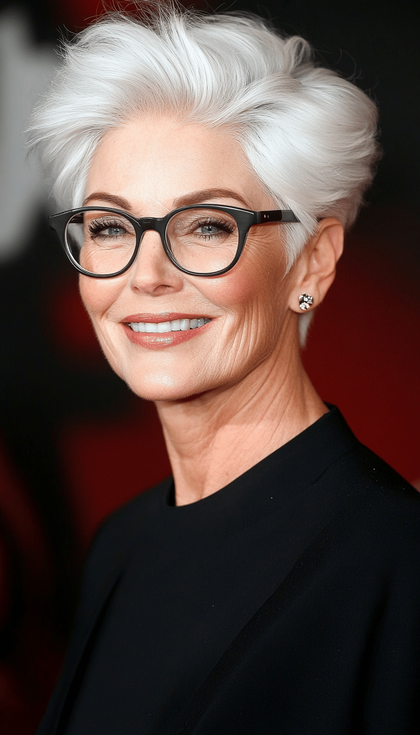 7. Voluminous Pixie Cut in Icy White (Short Hairstyles For Women Over 70 With Glasses) - Short Hairstyles For Women Over 70 With Glasses