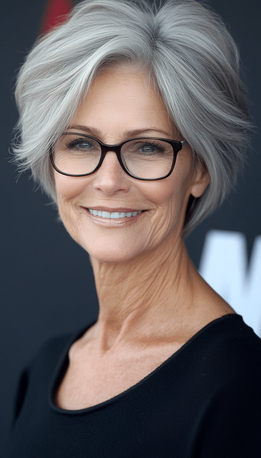 8. Short Shag with Soft Layers in Natural Gray (Short Hairstyles For Women Over 70 With Glasses) - Short Hairstyles For Women Over 70 With Glasses