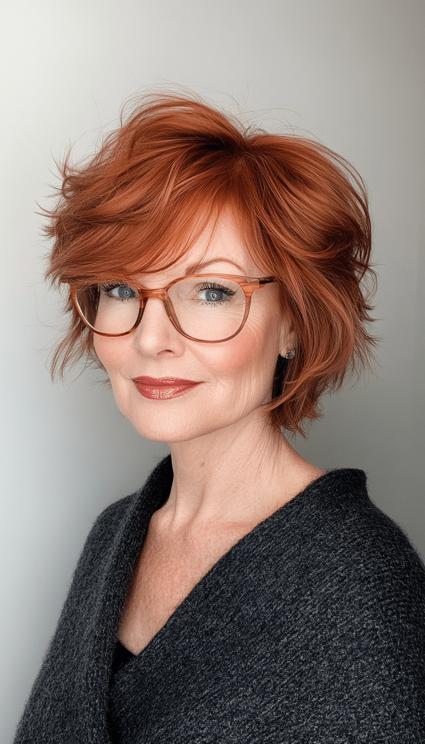 15. Tapered Shag in Rich Auburn (Short Hairstyles For Women Over 70 With Glasses) - Short Hairstyles For Women Over 70 With Glasses