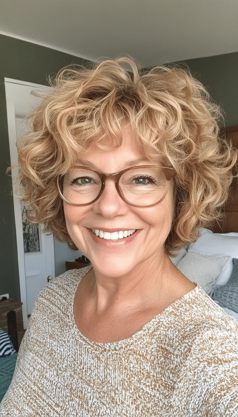 20. Soft Curly Bob in Golden Blonde (Short Hairstyles For Women Over 70 With Glasses) - Short Hairstyles For Women Over 70 With Glasses