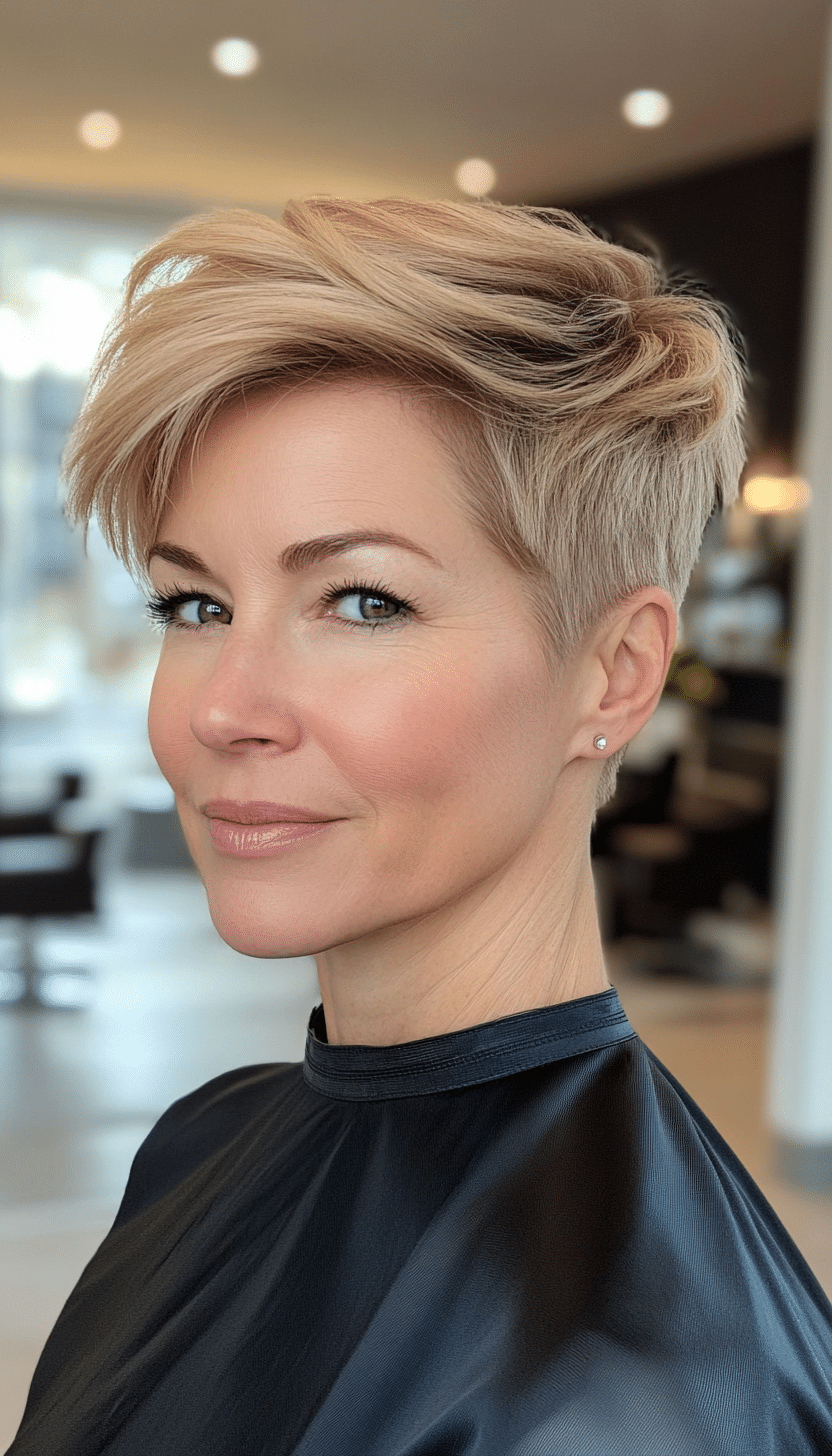 3. Tapered Crop in Warm Honey Blonde (Short Hairstyles For Women Over 40) - Short Hairstyles For Women Over 40