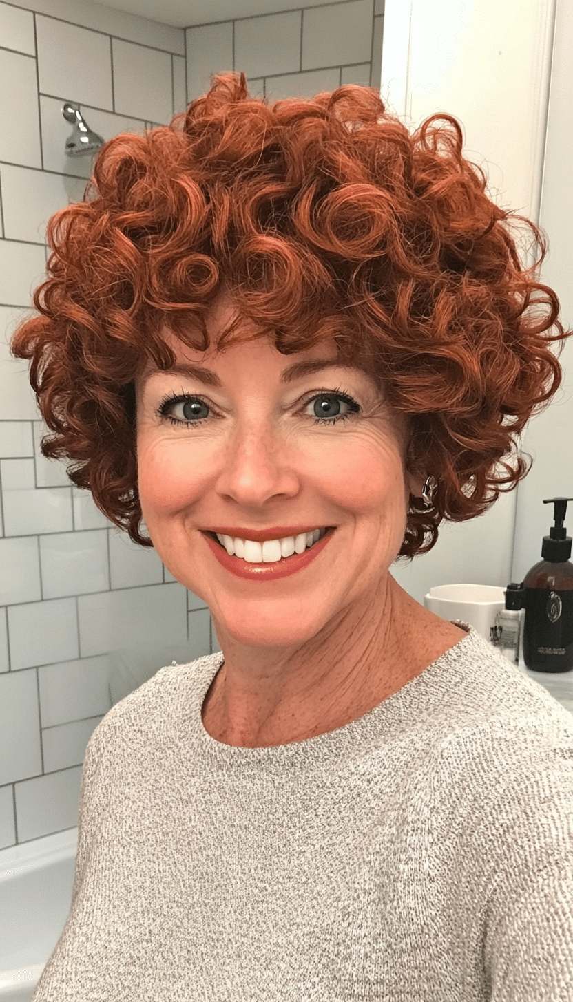 9. Curly Crop in Deep Auburn (Short Hairstyles For Women Over 40) - Short Hairstyles For Women Over 40