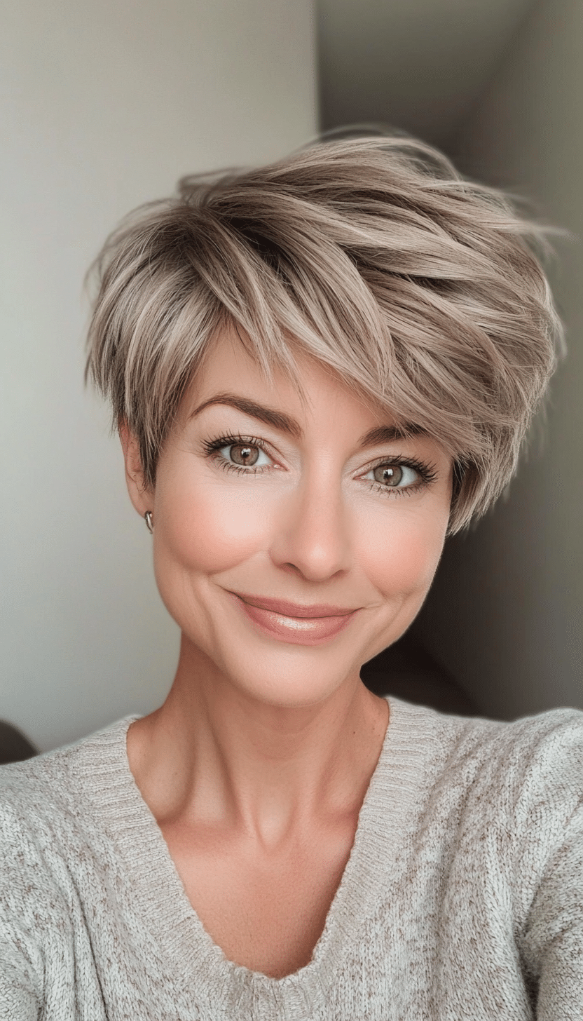 12. Choppy Pixie in Light Ash Brown (Short Hairstyles For Women Over 40) - Short Hairstyles For Women Over 40