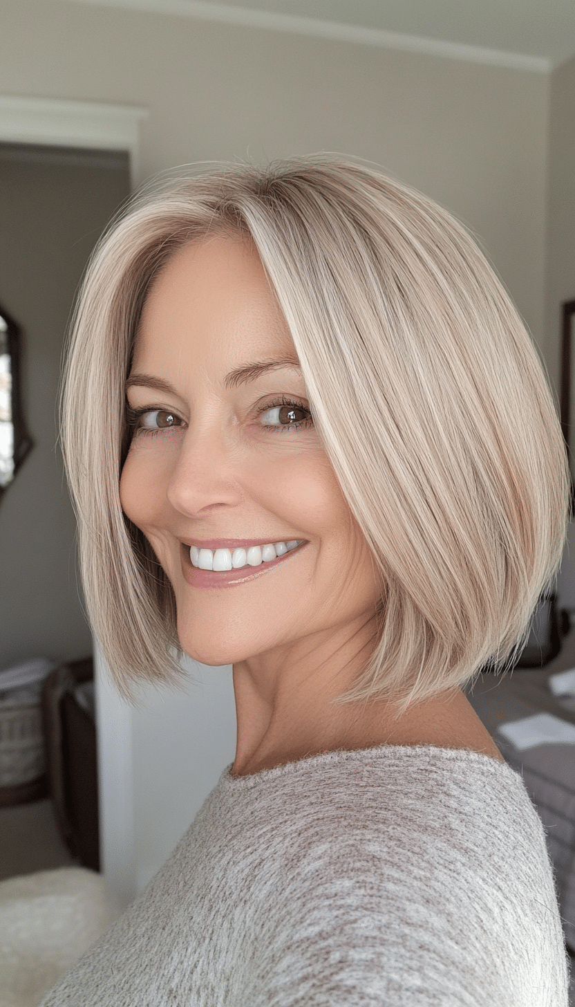 17. Classic Short Bob in Sandy Blonde (Short Hairstyles For Women Over 40) - Short Hairstyles For Women Over 40