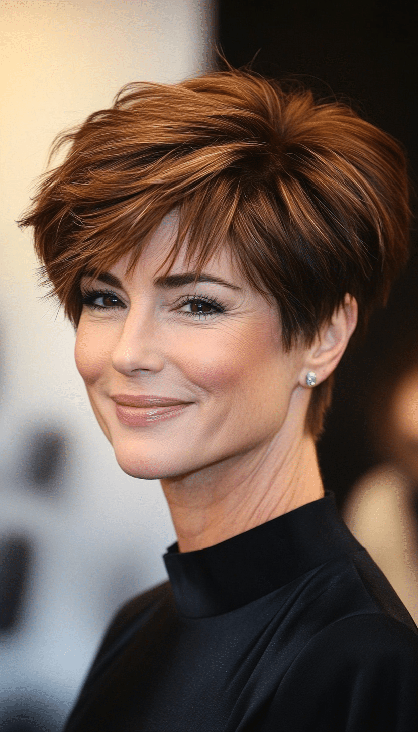 24. Layered Crop in Deep Walnut Brown (Short Hairstyles For Women Over 40) - Short Hairstyles For Women Over 40