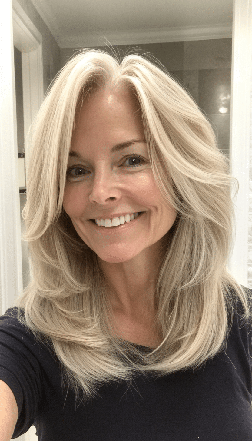1. Soft Feathered Layers in Ash Blonde (Layered Haircuts For Older Women) - Layered Haircuts For Older Women