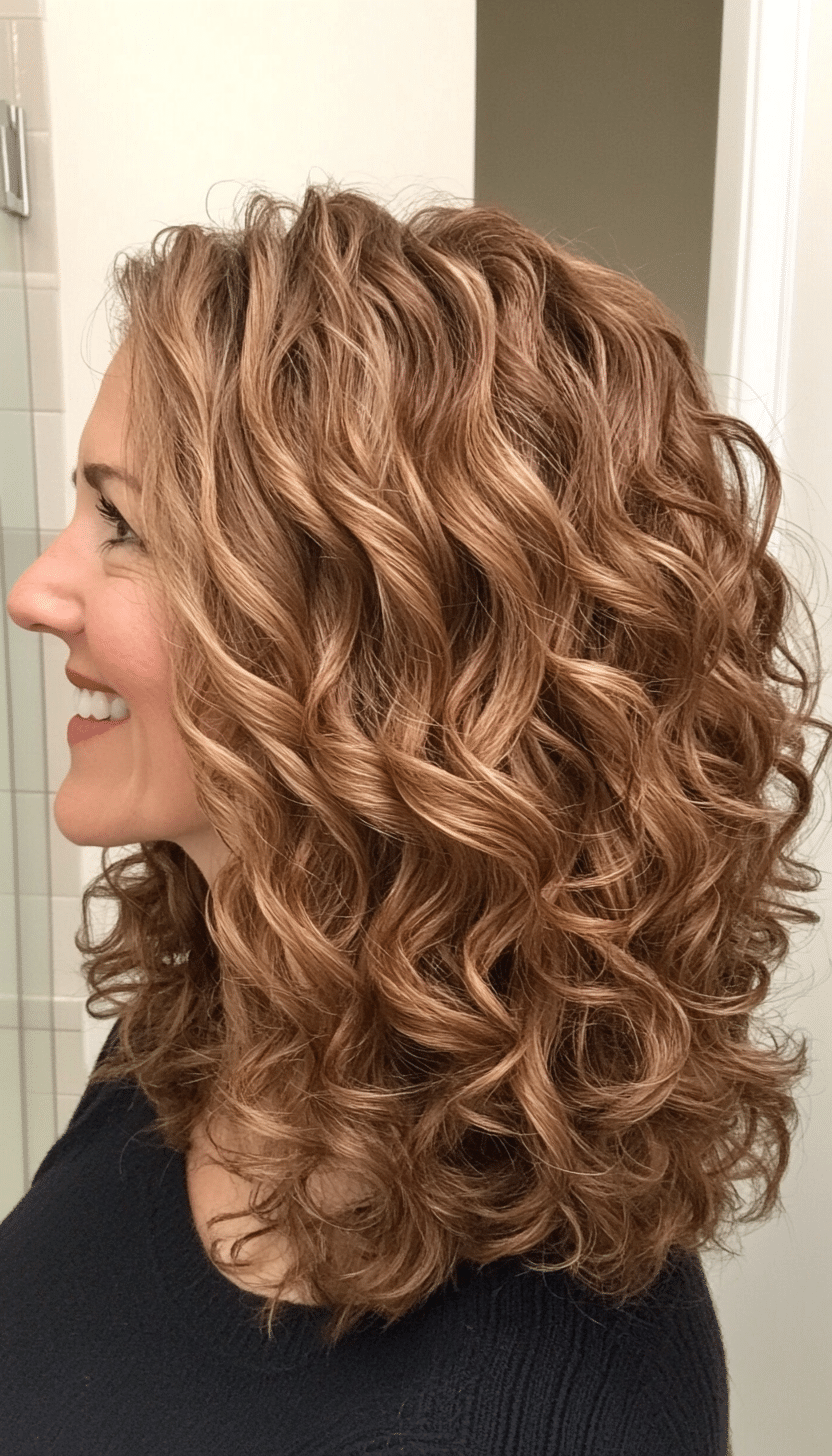 9. Soft Layered Curls in Caramel Brown (Layered Haircuts For Older Women) - Layered Haircuts For Older Women
