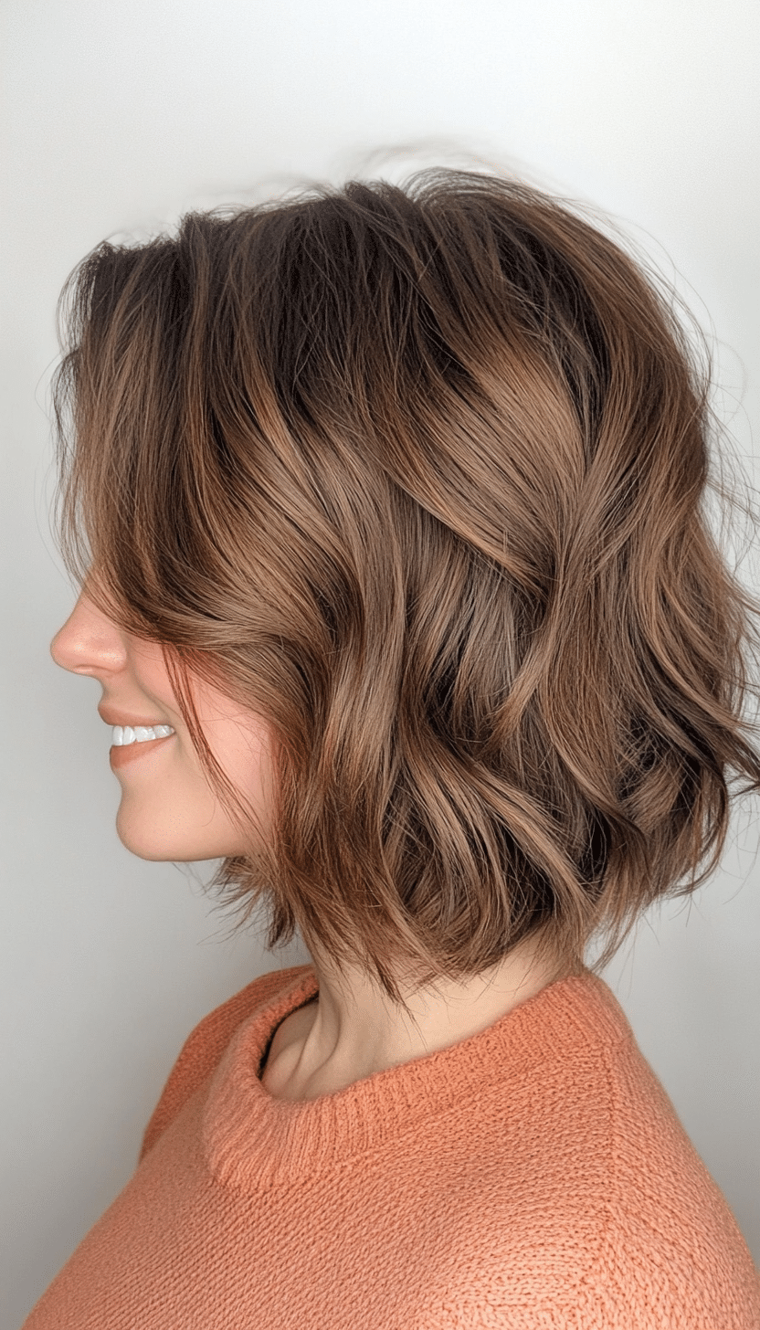 2. Tousled Caramel Layers (Shaggy Bob Hairstyles For Fine Hair) - Shaggy Bob Hairstyles For Fine Hair