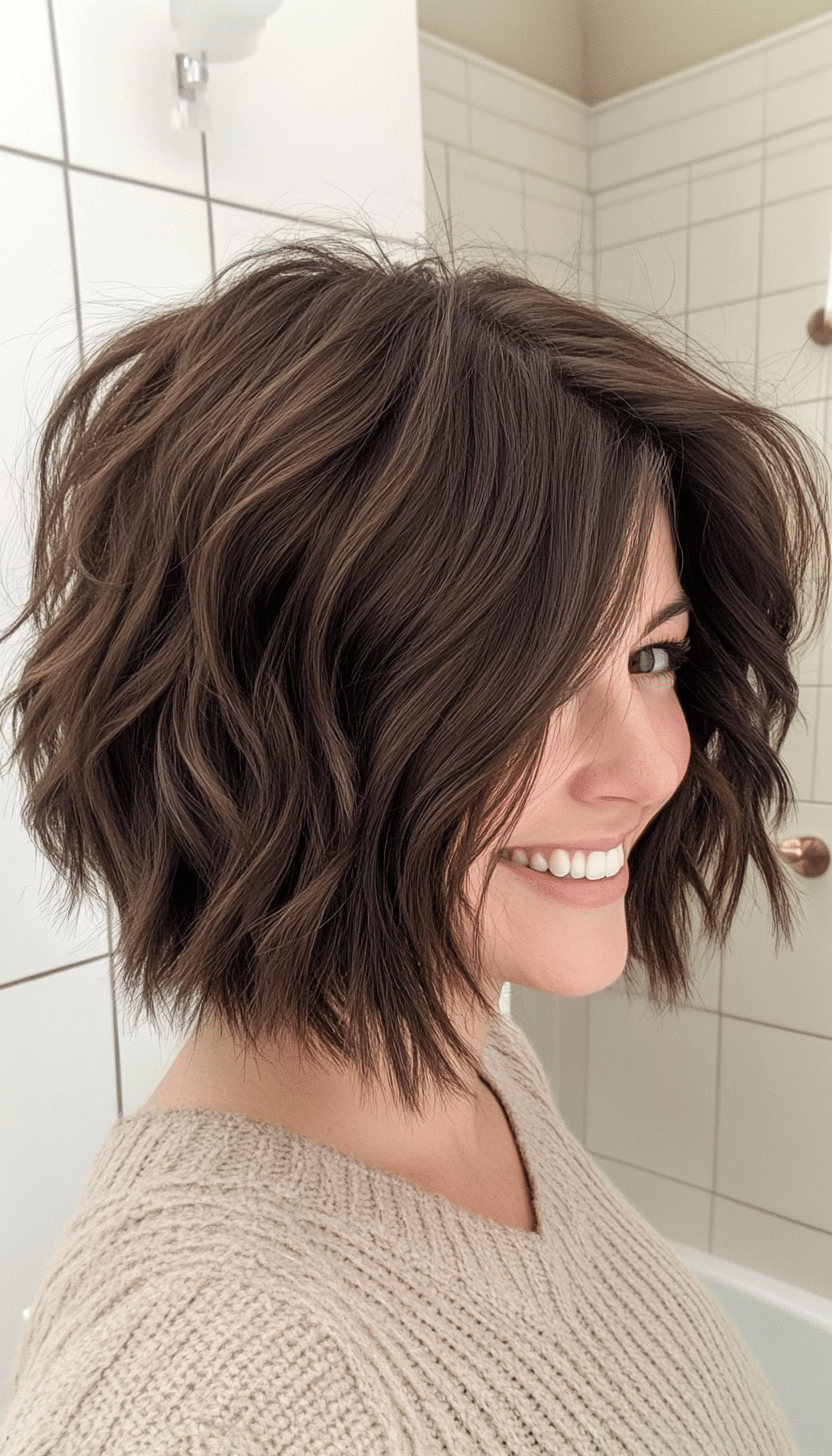 6. Textured Espresso Shag (Shaggy Bob Hairstyles For Fine Hair) - Shaggy Bob Hairstyles For Fine Hair
