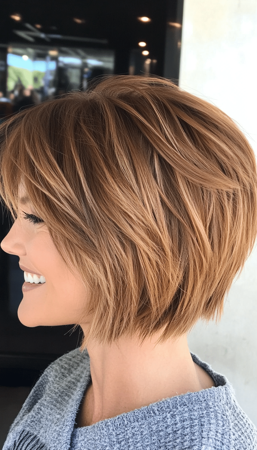 8. Golden Hazelnut Choppy Bob (Shaggy Bob Hairstyles For Fine Hair) - Shaggy Bob Hairstyles For Fine Hair