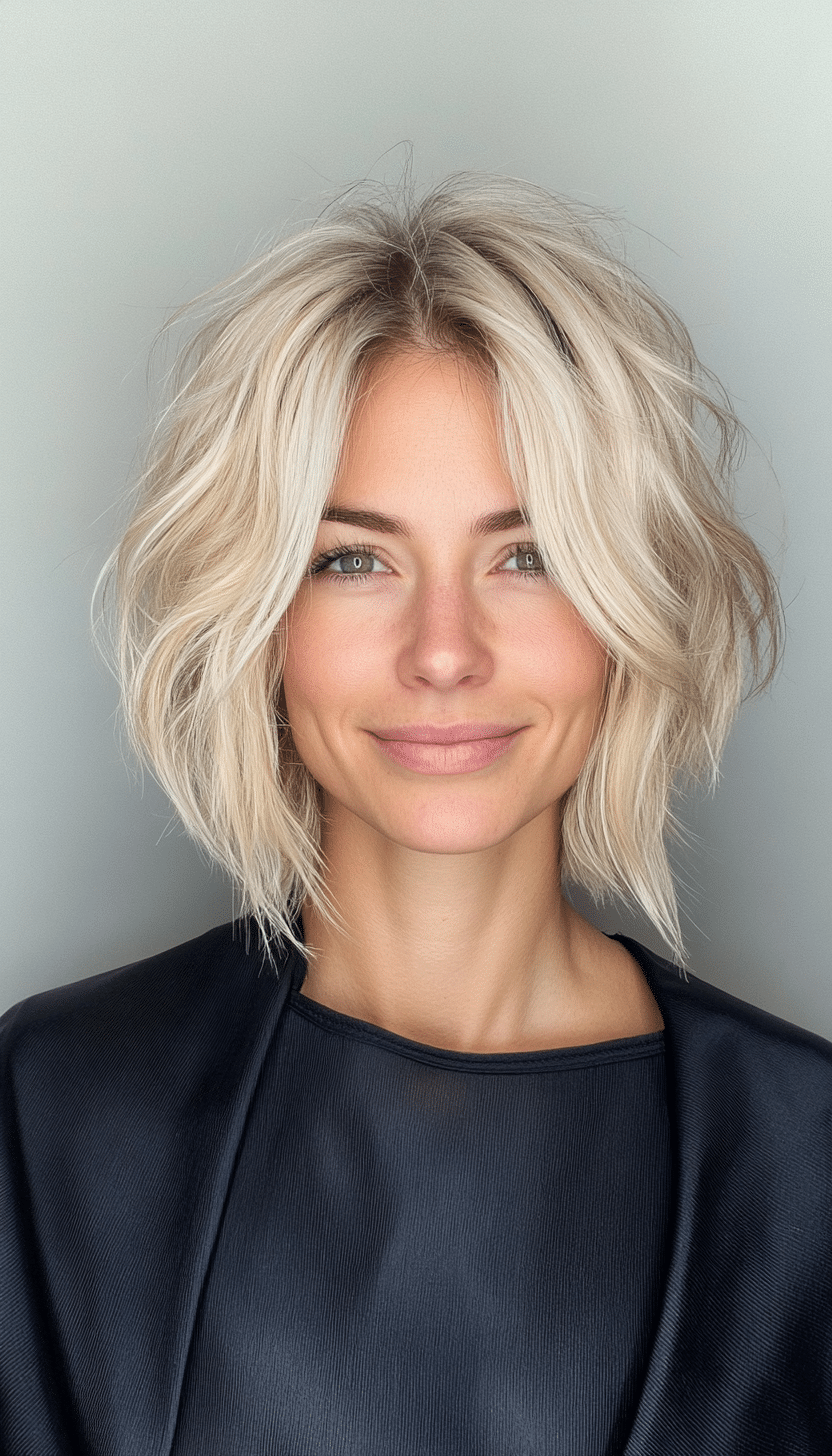 11. Icy Blonde Piecey Bob (Shaggy Bob Hairstyles For Fine Hair) - Shaggy Bob Hairstyles For Fine Hair