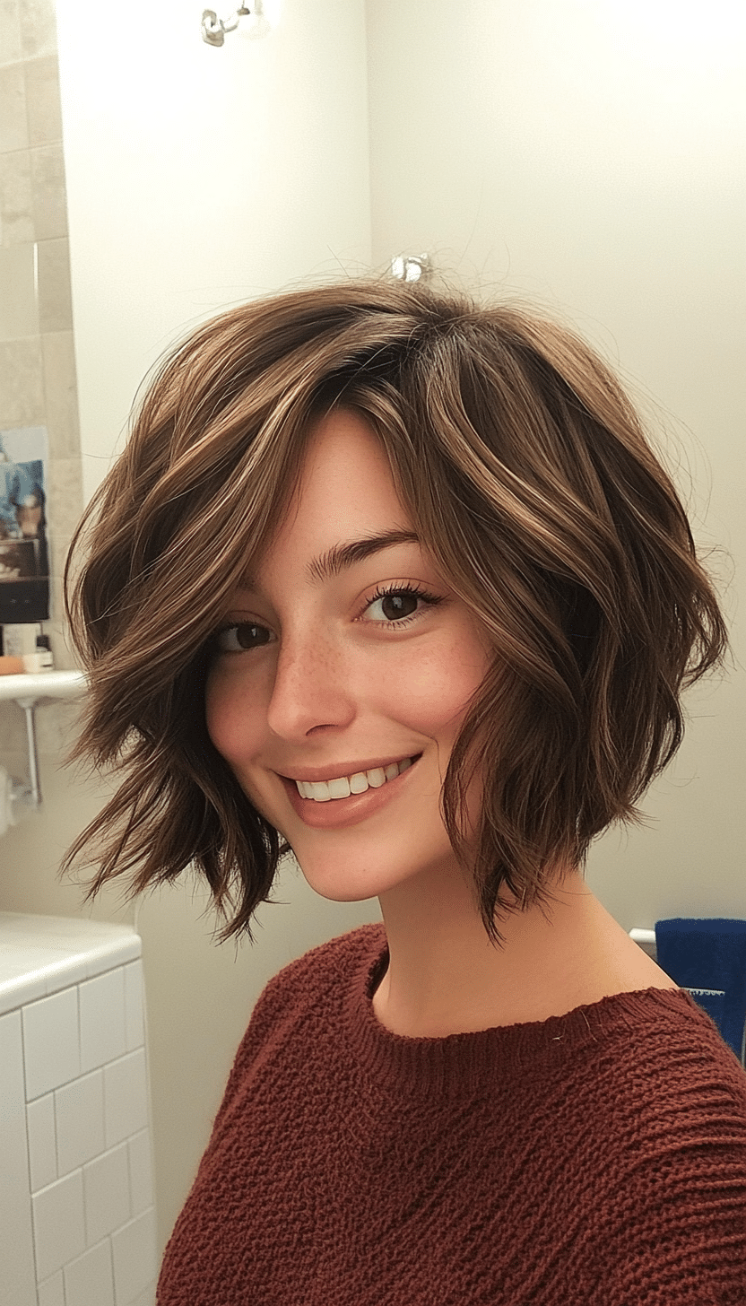 20. Face-Framing Bronze Shag (Shaggy Bob Hairstyles For Fine Hair) - Shaggy Bob Hairstyles For Fine Hair